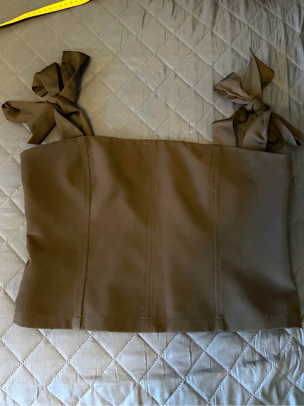 Topshop Black Tie-Shoulder Corset style Cropped Top - Picture 2 of 7